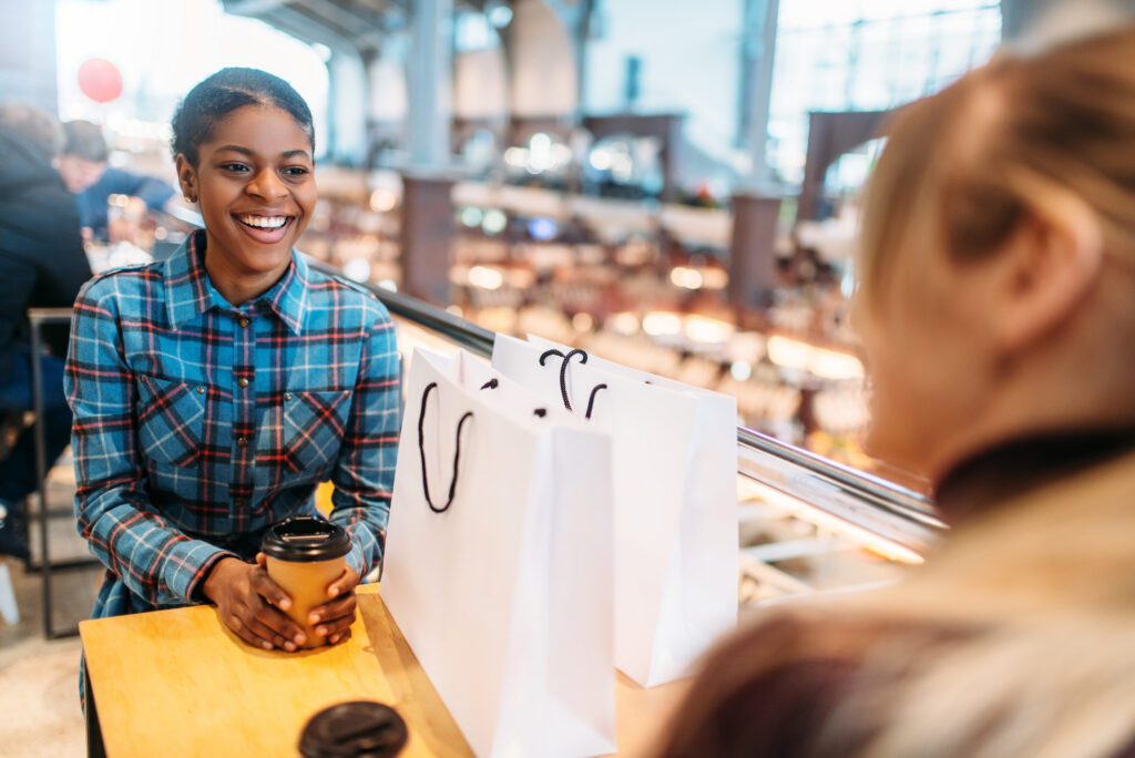 A professional practicing customer retention with clients