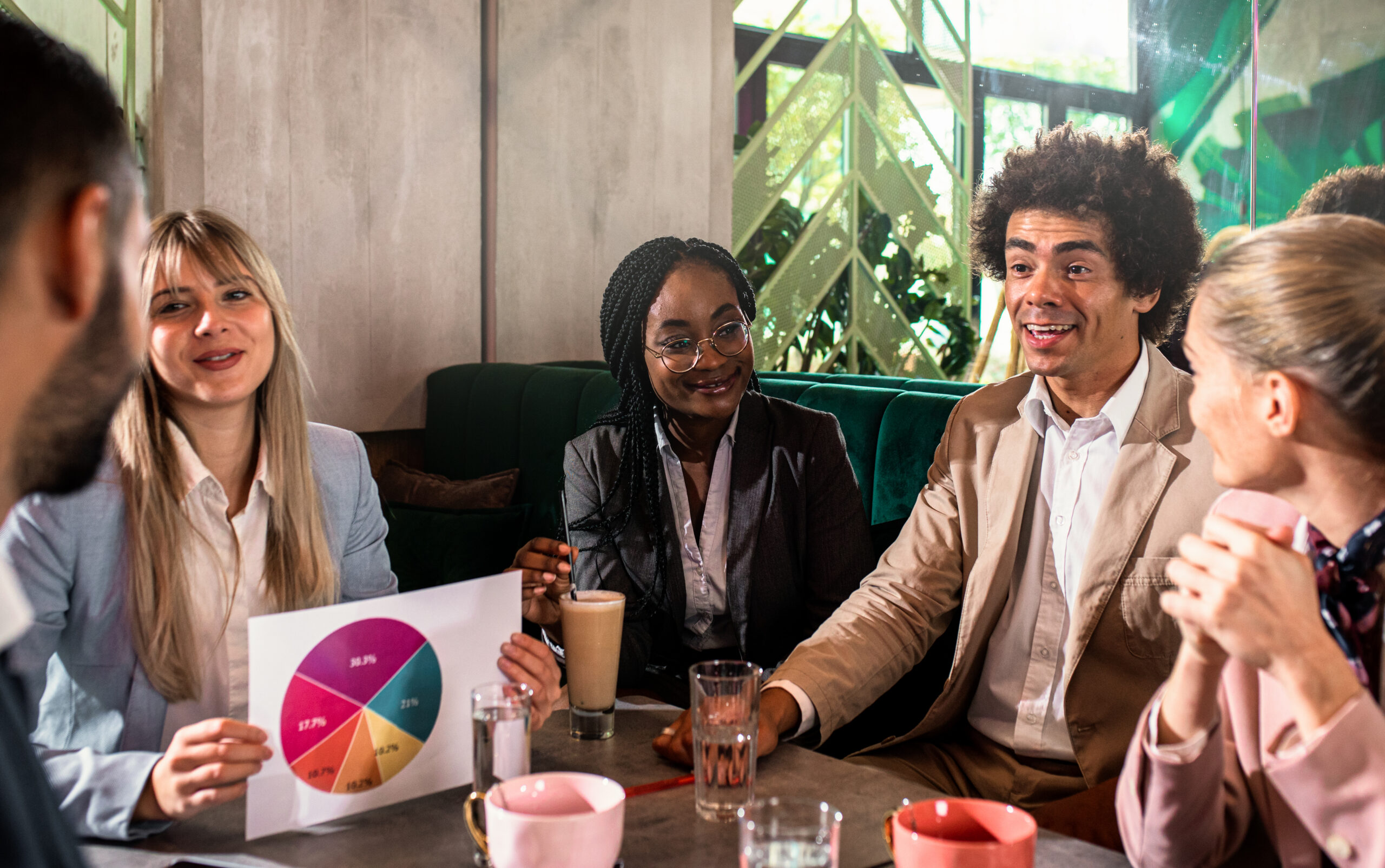 A group of young professionals measuring brand awareness
