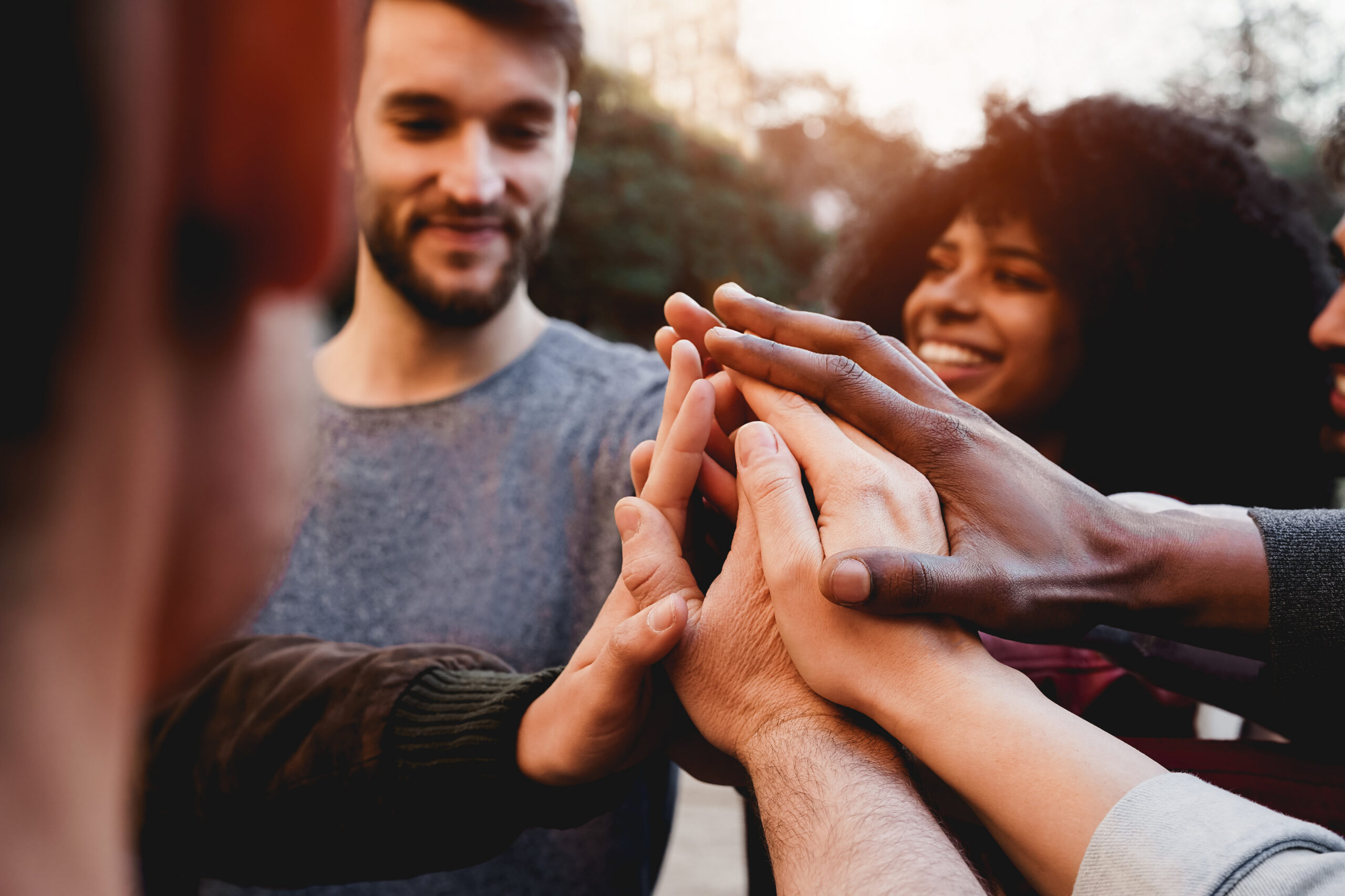A group of people with a good team culture